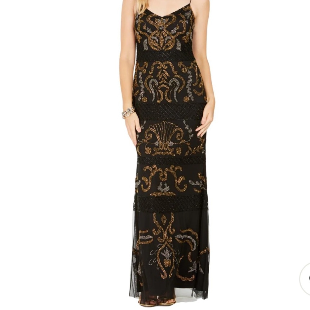 ADRIANNA PAPELL BEADED SLIP EVENING DRESS NWT